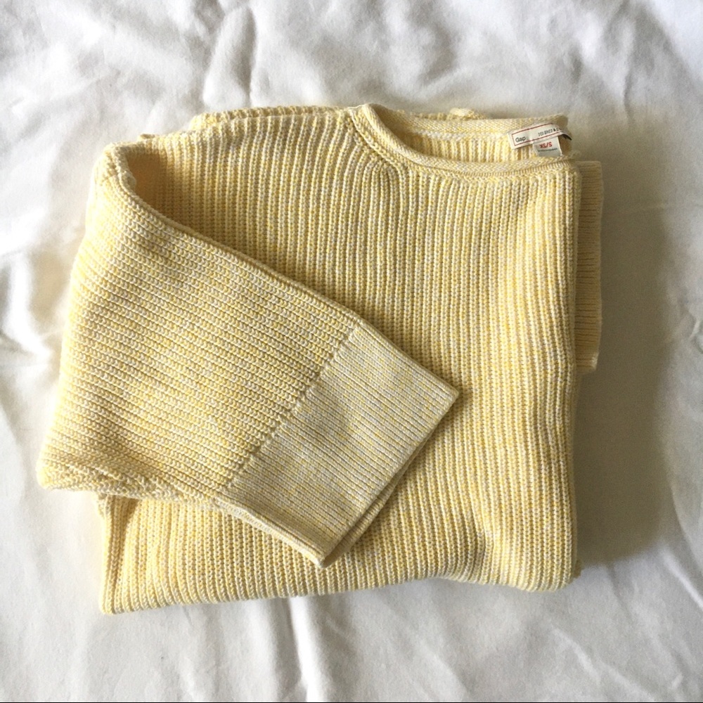 GAP Sweater Short Sleeve Yellow Cotton Oversized